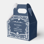 Papel Picado Boda Mexican Rustic Blue Wedding フェイバーボックス (正面サイド)