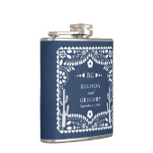 Papel Picado Boda Mexican Rustic Blue Wedding フラスク (右)