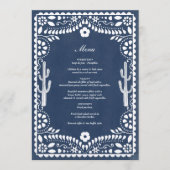 Papel Picado Boda Mexican Rustic Blue Wedding メニュー (正面)