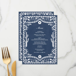 Papel Picado Boda Mexican Rustic Blue Wedding メニュー