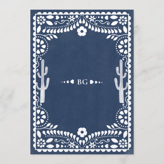Papel Picado Boda Mexican Rustic Blue Wedding メニュー (裏面)