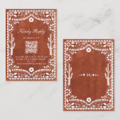 Papel Picado Boda Mexican Terracotta Brown Wedding エンクロージャーカード (正面/裏面)