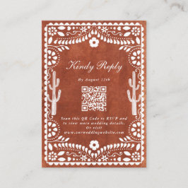 Papel Picado Boda Mexican Terracotta Brown Wedding エンクロージャーカード