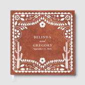Papel Picado Boda Mexican Terracotta Brown Wedding ゲストブック (正面)