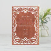 Papel Picado Boda Mexican Terracotta Brown Wedding サンキューカード (スタンド正面)