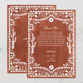 Papel Picado Boda Mexican Terracotta Brown Wedding サンキューカード (正面/裏面)