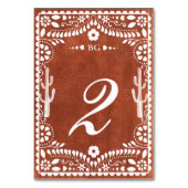 Papel Picado Boda Mexican Terracotta Brown Wedding テーブルナンバー (裏面)