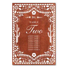 Papel Picado Boda Mexican Terracotta Brown Wedding テーブルナンバー