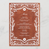 Papel Picado Boda Mexican Terracotta Brown Wedding メニュー (正面)