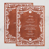 Papel Picado Boda Mexican Terracotta Brown Wedding メニュー (正面/裏面)