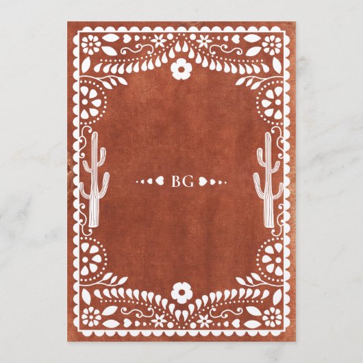 Papel Picado Boda Mexican Terracotta Brown Wedding メニュー (裏面)