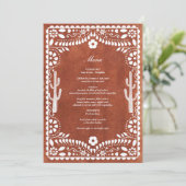 Papel Picado Boda Mexican Terracotta Brown Wedding メニュー (スタンド正面)