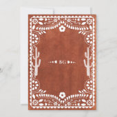 Papel Picado Boda Mexican Terracotta Brown Wedding 招待状 (裏面)