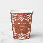 Papel Picado Boda Mexican Terracotta Brown Wedding 紙コップ (裏面)