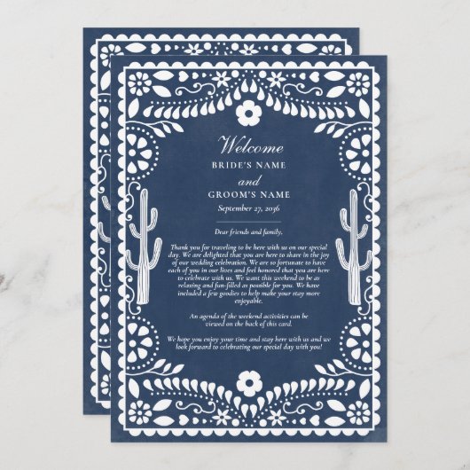 Papel Picado Boda Mexican Wedding Itinerary プログラム (正面/裏面)
