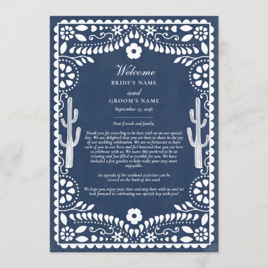 Papel Picado Boda Mexican Wedding Itinerary プログラム (正面)
