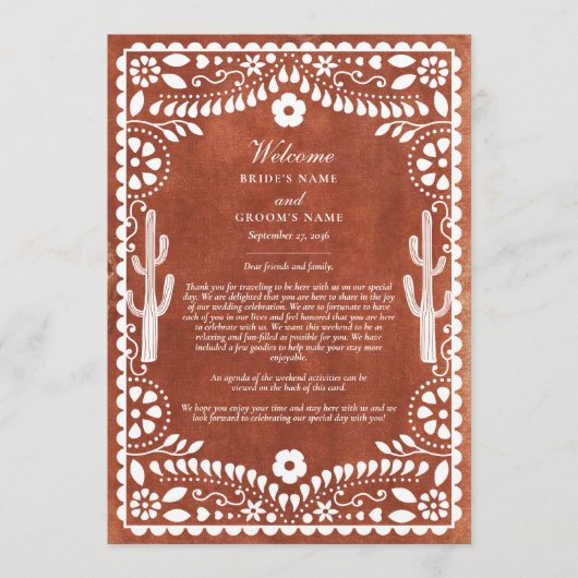 Papel Picado Boda Mexican Wedding Itinerary プログラム (正面)