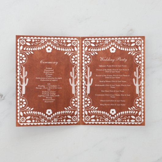 Papel Picado Boda Mexican Wedding Order of Service プログラム (内部)