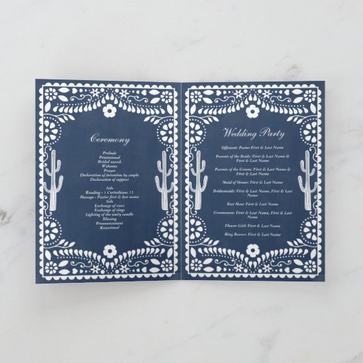 Papel Picado Boda Mexican Wedding Order of Service プログラム (内部)