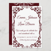 Papel Picado Burgundy Mexican Wedding Invitation 招待状 (正面/裏面)