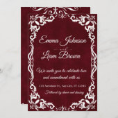 Papel Picado Burgundy Mexican Wedding Invitation 招待状 (正面/裏面)