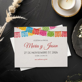 Papel Picado Elegant Colorful Boda Spanish Wedding セーブザデート
