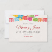 Papel Picado Elegant Colorful Boda Spanish Wedding セーブザデート (正面)