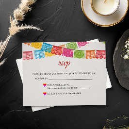 Papel Picado Elegant Colorful Boda Spanish Wedding 出欠カード