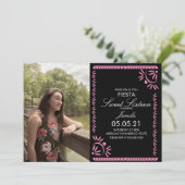 Papel Picado Fiesta Sweet 16 Mexican Pink Photo 招待状 (スタンド正面)