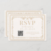 Papel Picado Mexican Neutral RSVP応答カード 出欠カード (正面/裏面)