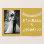 Papel Picado Mustard Yellow & White Wedding Foil 箔カード (内部)