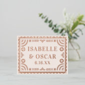 Papel Picado Neutral Foil Wedding Reply RSVP Card 箔シーズンポストカード (立ち正面)