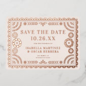 Papel Picado Photo Wedding Foil Save The Date Card 箔招待状 (正面)