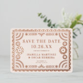 Papel Picado Photo Wedding Foil Save The Date Card 箔招待状 (立ち正面)