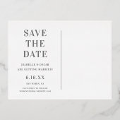 Papel Picado Silver Wedding Save The Date Card 箔シーズンポストカード (裏面)