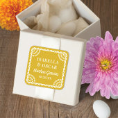 Papel Picado Warm Yellow Wedding Favor Sticker スクエアシール