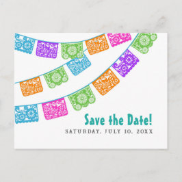 Papel Picado Wedding日付はがきを保存 案内ポストカード
