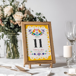 Papel Picado Yellow Nuestra Boda Spanish Wedding テーブルナンバー