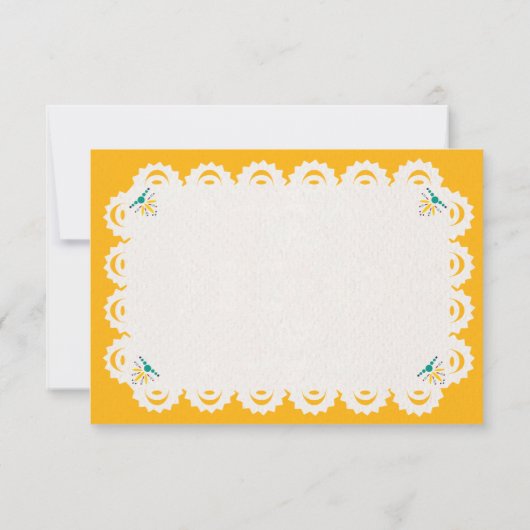 Papel Picado Yellow Nuestra Boda Spanish Wedding 出欠カード (裏面)