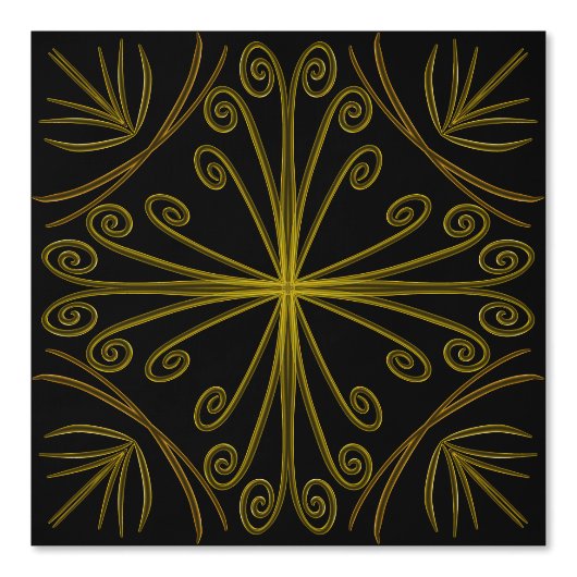 Papel Pintado Metallic flower tile abstract GOLD 壁紙 (正面)