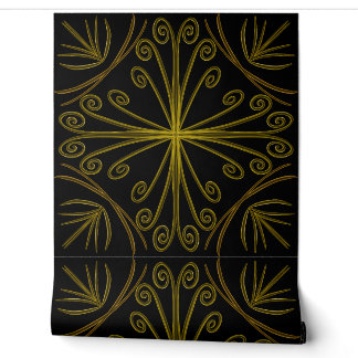 Papel Pintado Metallic flower tile abstract GOLD 壁紙