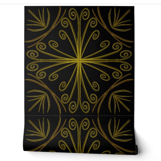 Papel Pintado Metallic flower tile abstract GOLD 壁紙 (ほどく)