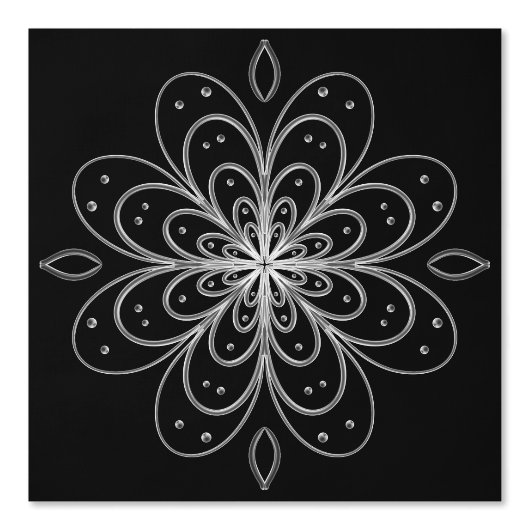 Papel Pintado Metallic flower tile abstract silver 壁紙 (正面)