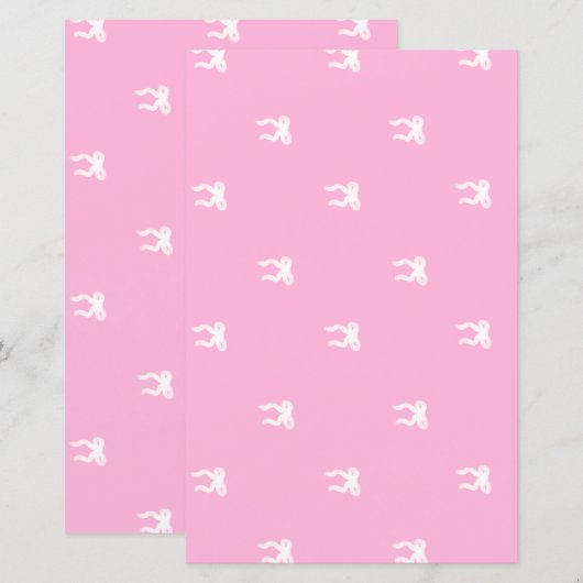 papel rosa com estampa de laços brancos (正面/裏面)