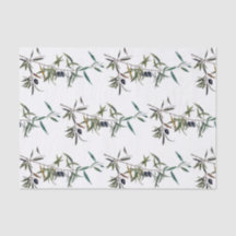 Papel seda con acuarela de rama de olivo