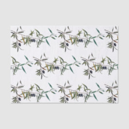 Papel seda con acuarela de rama de olivo 薄葉紙