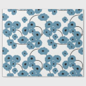 PAPER_のモダンで青及び黒いケシを包む上品 ラッピングペーパー (フラット)