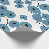 PAPER_のモダンで青及び黒いケシを包む上品 ラッピングペーパー (角)