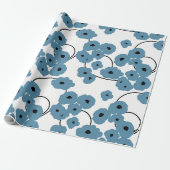 PAPER_のモダンで青及び黒いケシを包む上品 ラッピングペーパー (アンロールド)