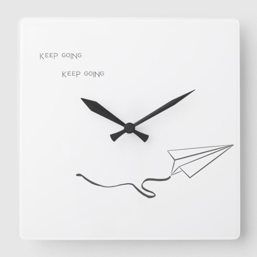Paper Airplane clock スクエア壁時計 (正面)